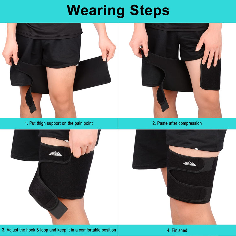 supregear Thigh Brace Support, Adjustable Thigh Compression Sleeve Neoprene Hamstring Quad Wrap Breathable Non-Slip Upper Leg Brace Leg Slimmer for Women Men Pulled Groin Muscle, Quadriceps, Black - NewNest Australia