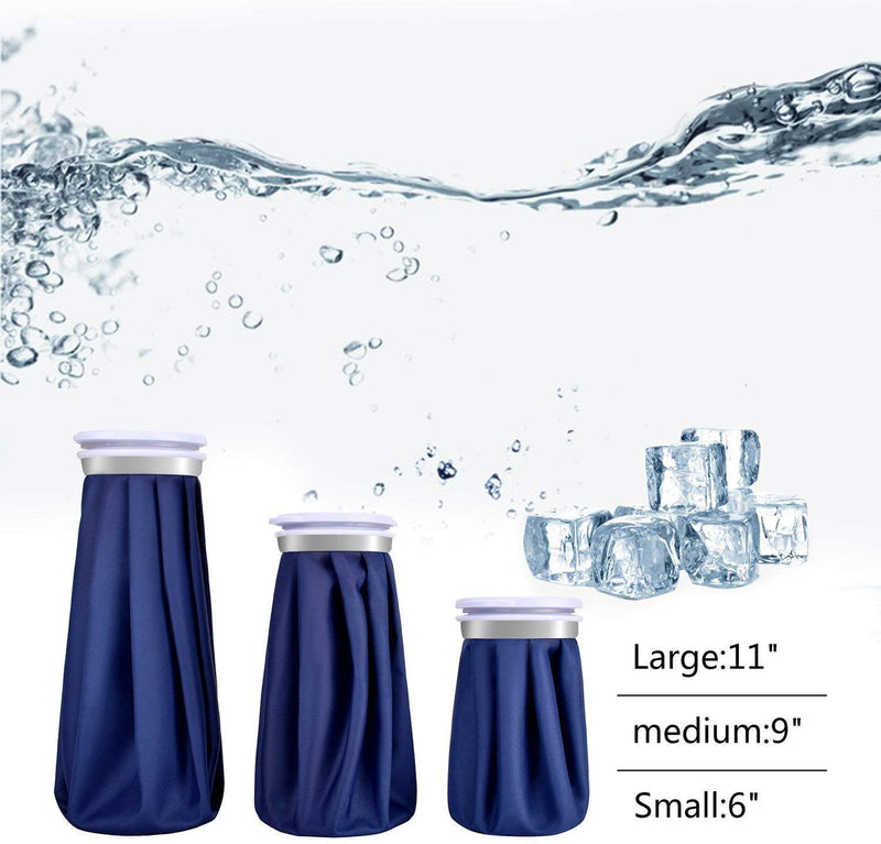 Ice Bag for Injuries，Reusable Ice Cold Pack, Hot & Cold Therapy and Pain Relief with Elastic Breathable Support Wrap, 4-Pack, 3 Sizes (6"/9"/11"), Hot Therapy is 50-60℃ 4 Count (Pack of 1) - NewNest Australia