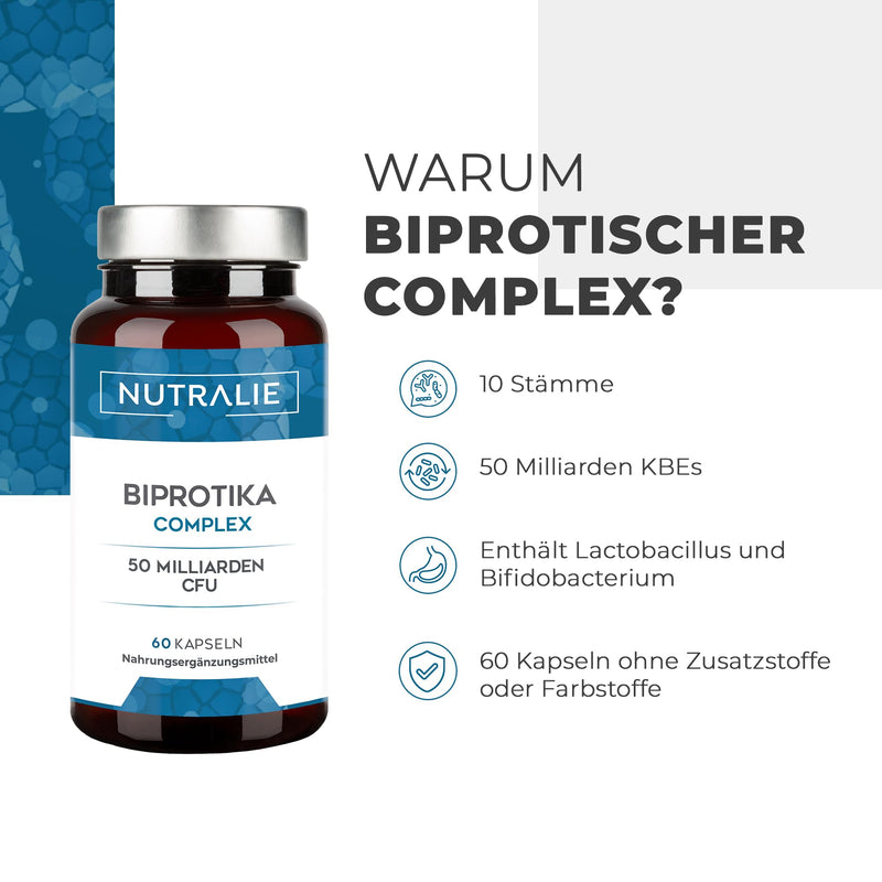 Biprotics Culture Complex 50 billion CFU per dose | 10 tribes | 60 gastro-resistant capsules for better absorption | Nutralie - NewNest Australia