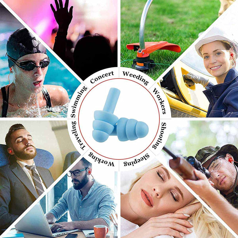 Silicone Ear Plugs for Sleeping Noise Cancelling Reusable Reduce Noise CancelligEarplugs Washable Waterproof for Sleeping Swimming Work, Study, Snore, Travel for Adults & Kids - 5 Pairs - NewNest Australia