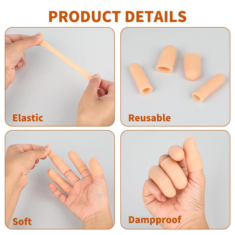 20 PCS Gel Finger Cots, Silicone Finger Protectors, Finger Sleeves for Dry Skin, Rubber Finger Covers for Finger Cracking, Wound, Hand Eczema, Finger Arthritis and More (2 Size, Nude) - NewNest Australia