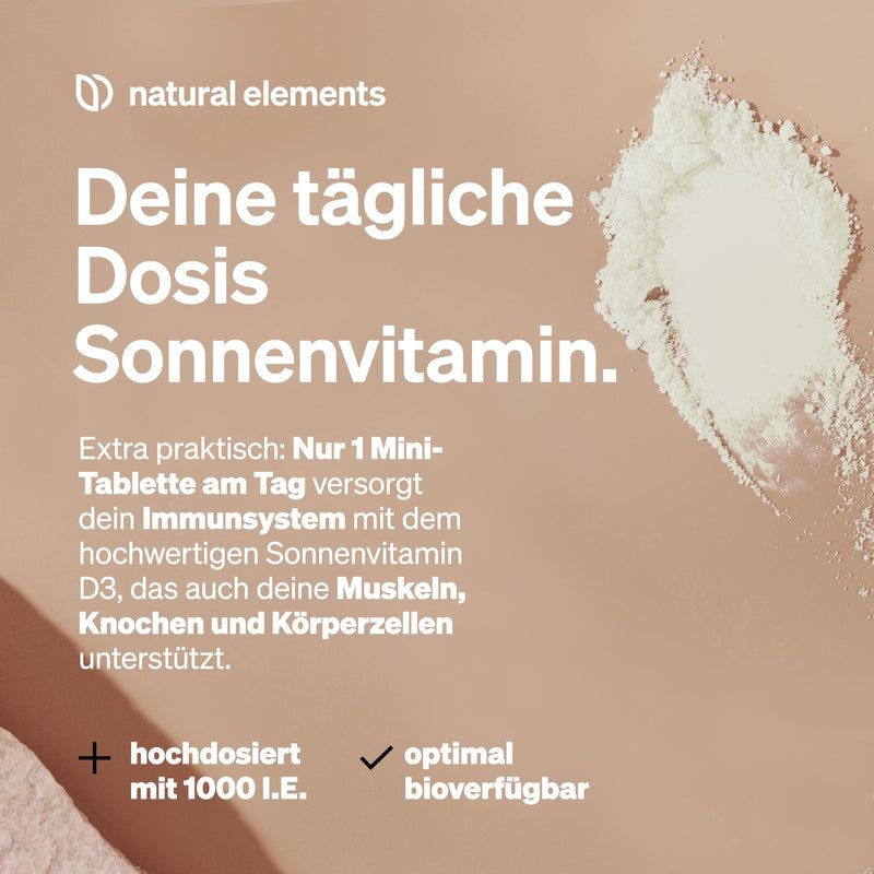 Vitamin D3 1000 IU - 365 tablets per year - Vitamin D for bones and immune system - high dosage, without unnecessary additives - produced in Germany & laboratory tested - NewNest Australia
