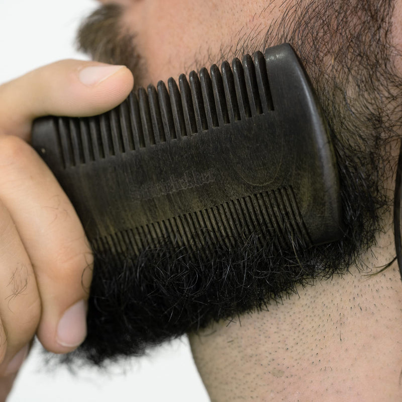 Störtebekker premium wooden beard comb with handmade leather case - perfect gift idea - brings any beard into shape thanks to teeth on both sides - including shaving and beard guide - NewNest Australia
