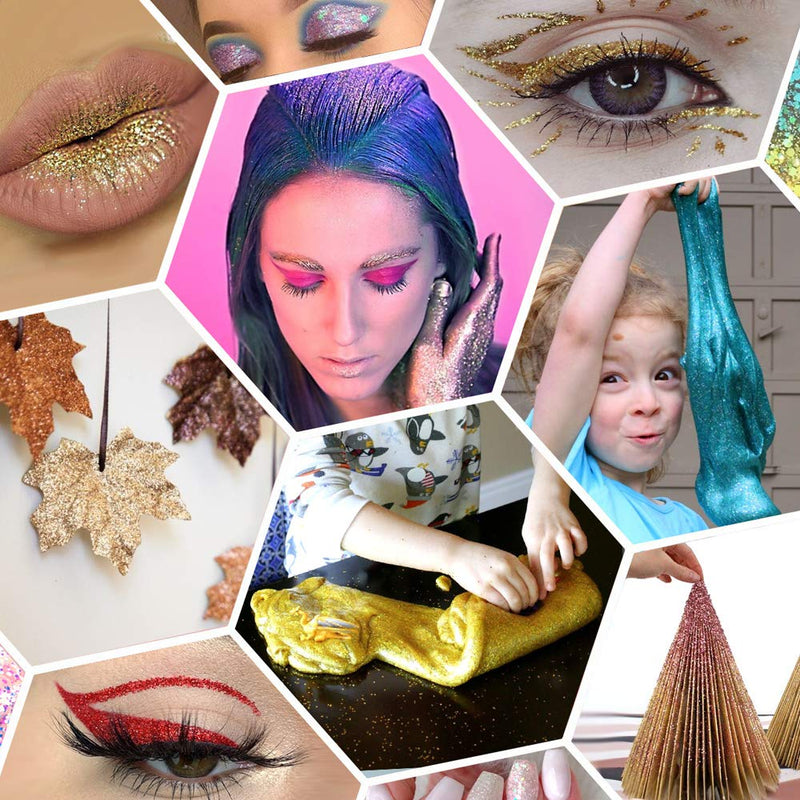 Extra Fine Glitter, Set of 24 Colors Body Cosmetic Glitter, Nail Arts Face Hair Eye Lip Gloss Makeup Glitter, Slime,Tumbler and Epoxy Resin Crafts Loose Glitter Powder Shaker 15g - NewNest Australia