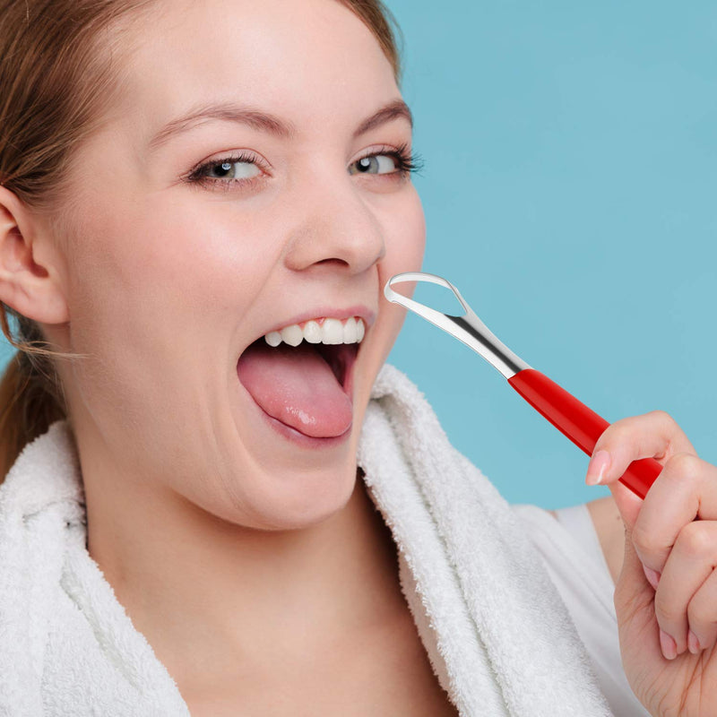 4 Pieces Tongue Scrapers,Reduce Bad Breath Tongue Scrapers for Adults Kids Stainless Steel Metal Tongue Scrapers Cleaners Brushes Oral Reusable Clean Tongue Beauty Tools - NewNest Australia