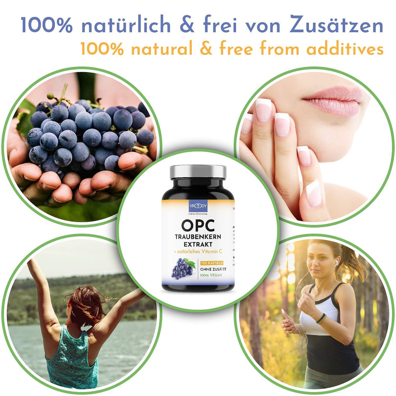 2x OPC grape seed extract high dose with natural vitamin C - 2x 120 OPC capsules (8 months) with acerola, 100% vegan & natural, OPC high dose only one capsule daily, 95% active ingredient content 120 pieces (pack of 2) - NewNest Australia