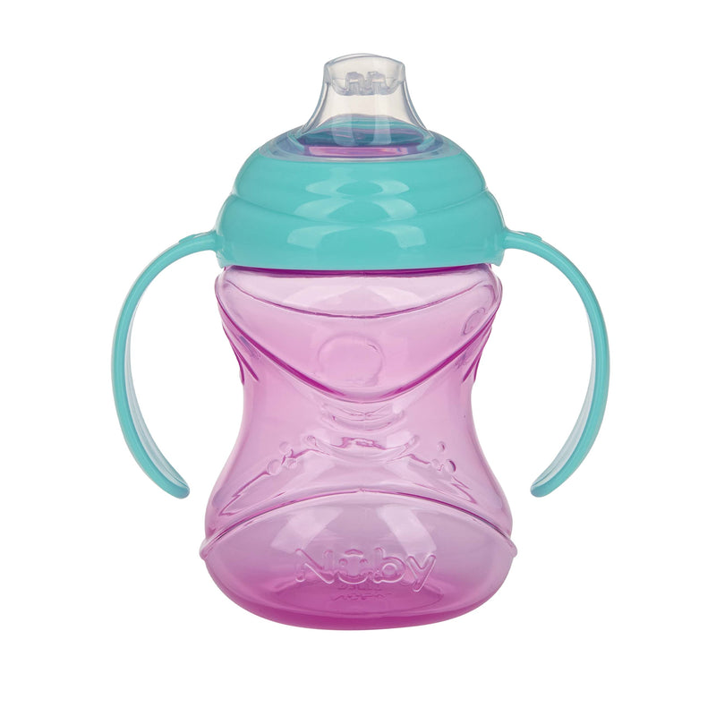 Nuby 3 Piece No-Spill Grip N’ Sip Cup with Soft Flex Spout, 2 Handle with Clik It Lock Feature, Girl,10 Ounce - NewNest Australia