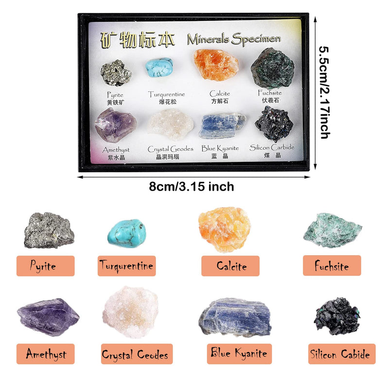 Mini Healing Crystals Set, 8PCS Mini Raw Crystals Stone Natural Rough Chakra Crystals for Beginners and Experts, Meditation Stone for Rock and Mineral Educational Collection, Reiki Balancing - NewNest Australia