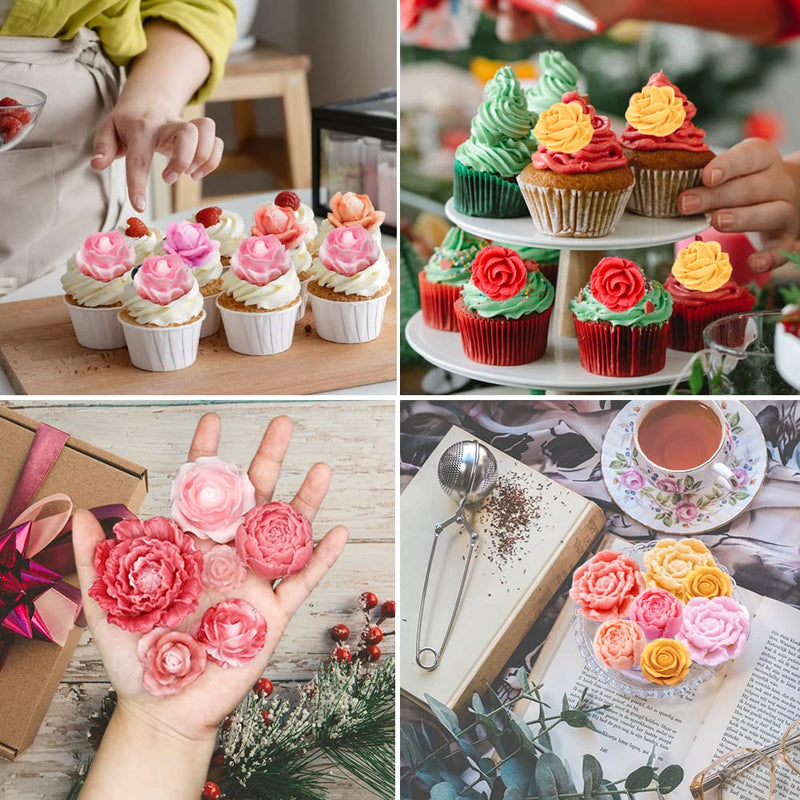 6PCS 3D Flower Fondant Molds Set, Rose Silicone Molds for Candle Soap Making, Handmade Cake Dessert Decoration Chocolate Cupcake Candy Ice Mold, Resin Concrete Art Crafts Accessories - NewNest Australia