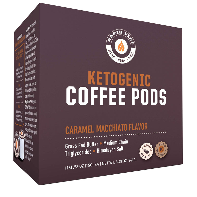Rapidfire Caramel Macchiato Ketogenic High Performance Keto Coffee Pods, Supports Energy & Metabolism, Weight Loss Diet, Single Serve K Cup, Brown, 16 Count - NewNest Australia