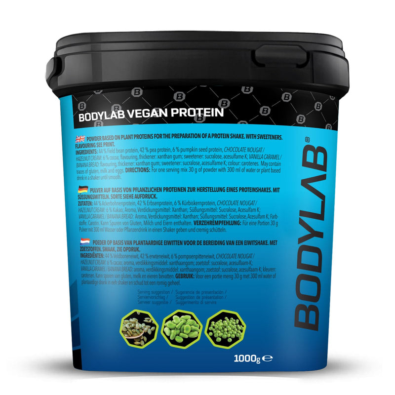 Bodylab24 Vegan Protein Banana Bread, 1000 G, 100% Vegan Protein Powder From Farm Beans, Pea And Pumpkin Seed Protein, With 80 G Protein Each 100 G Powder, Ideal For Muscle Building And Maintenance - NewNest Australia