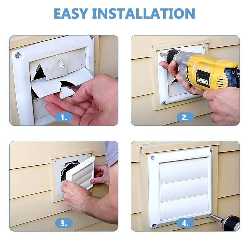 Cenipar Louvered Vent Cover(4 inch) for External Wall Vent Hood Air Outlet with 4 Screws for Easy Installation(Plastic,White) 4inch - NewNest Australia