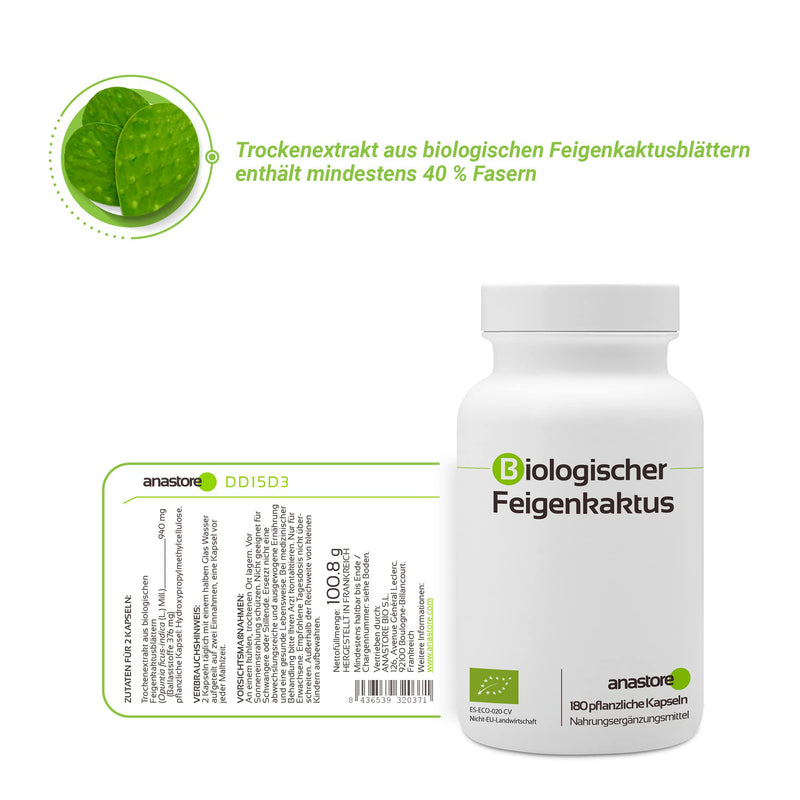 Organic Nopal * 470 mg/180 capsules * Titrated to at least 40% in fibers - NewNest Australia