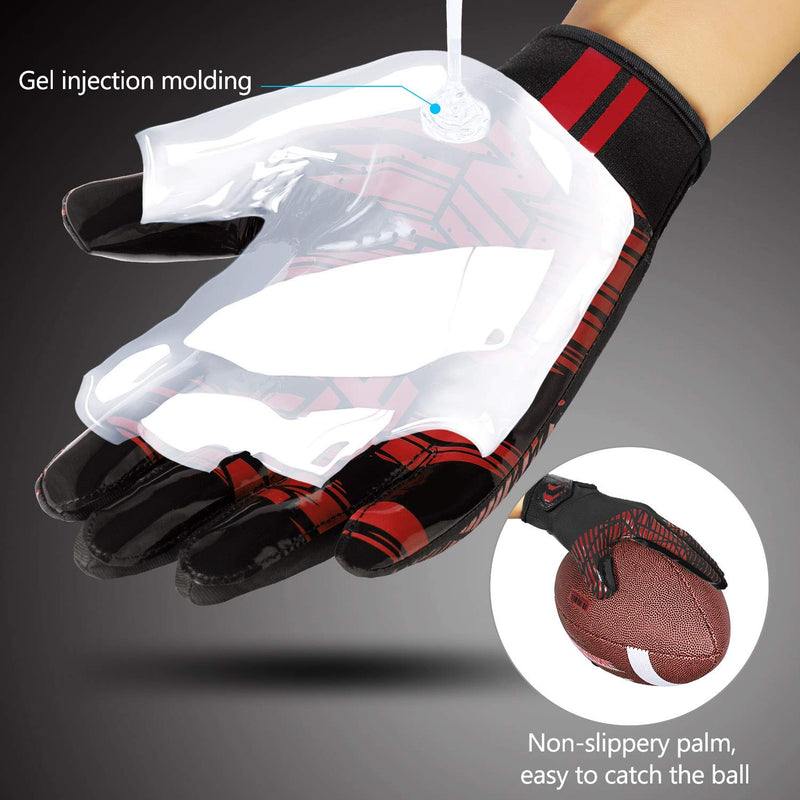 NICEWIN Football Gloves Adult Football Receiver Gloves for Men and Women Red 1 Small - NewNest Australia