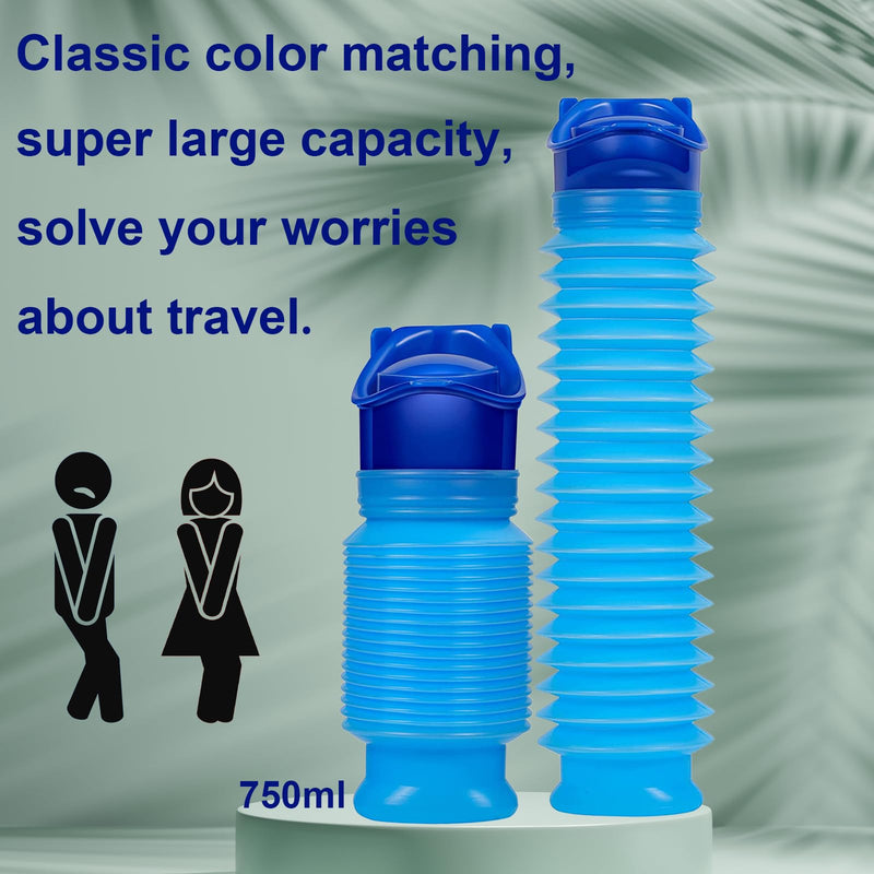 Topcloud Shrinkable Urinal, 750ml Male Female Portable Mobile Toilet Potty Pee Urine Bottle, Reusable Emergency Urinal for Camping Car Travel Traffic Jam and Queuing Blue - NewNest Australia