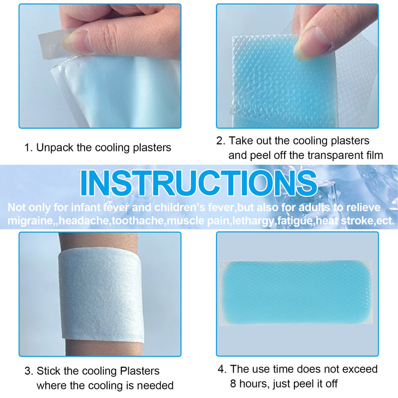 Pack of 50 cooling plasters, instant cold compress, cold pack gel, fever plasters, heat stroke cooling plasters, for fever complaints and migraines 5 x 12 cm - NewNest Australia