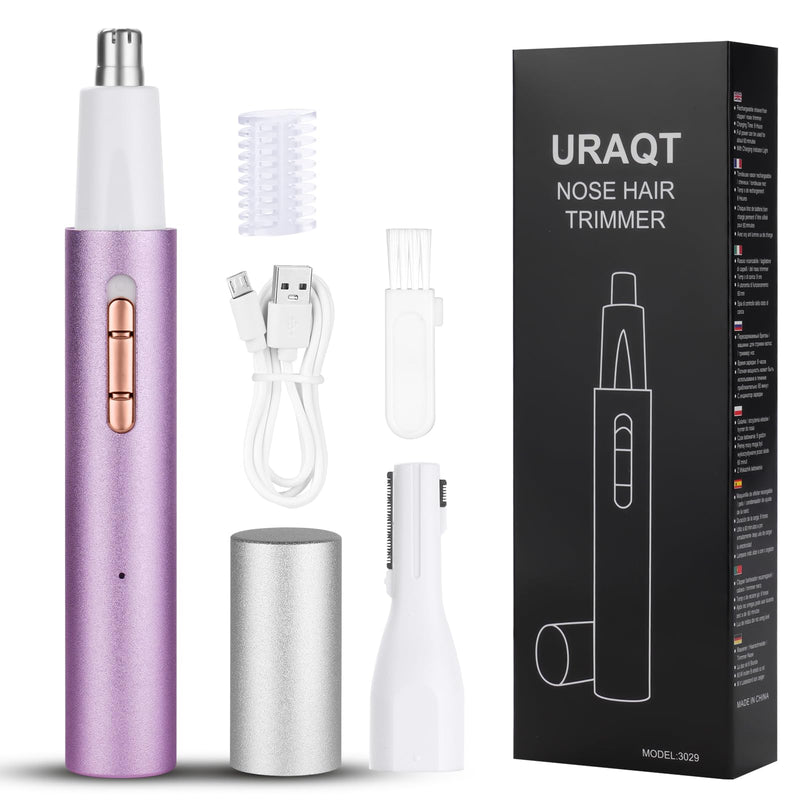 URAQT Nose Hair Trimmer, Waterproof Double Blade Nose Hair Trimmer Ear Hair Trimmer Women Men, 2 in 1 Nose Hair Remover Eyebrow Razor, Eyebrow and Facial Hair Trimmer Nose Trimmer (Purple) Purple - NewNest Australia