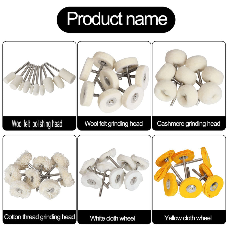 1Inch Polishing Buffing Wheel Set,Wool Felt Cotton Mounted 3mm Shank for Rotary Tool Accessories,Mini Brush Polishing Kit for Watch and Jewelry 50 Pieces - NewNest Australia