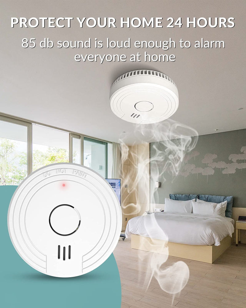 Ecoey Smoke Detector Fire Alarm with Photoelectric Technology, Fire Detector with Test Button and Low Battery Signal, Fire Alarm for Bedroom and Home, FJ136GB, 1 Pack Small - NewNest Australia