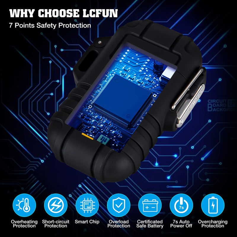 Lighter,USB Rechargeable Lighter,Windproof Arc Lighter Waterproof,Flameless Electric Lighter,Dual Arc Plasma Lighter with Emergency Whistle for Outdoor Adventure,Survival Tactical,Camping Gadgets Black - NewNest Australia