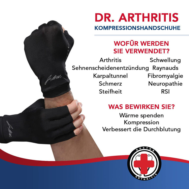 Designed By Doctors Osteoarthritis Gloves With Copper Compression Gloves For Women And Men Arthritis Gloves / Fingerless Gloves For Pain Relief And Warmth [Black, L] - NewNest Australia