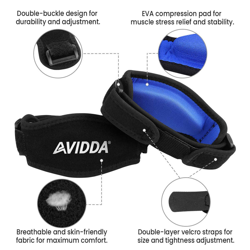 AVIDDA Tennis Elbow Support Strap, Adjustable Elbow Brace with Compression Pad for Tennis Elbow, Golfers Elbow, Pain Relief, Men, Women Blue 1 Pack 1 Pack Blue - NewNest Australia