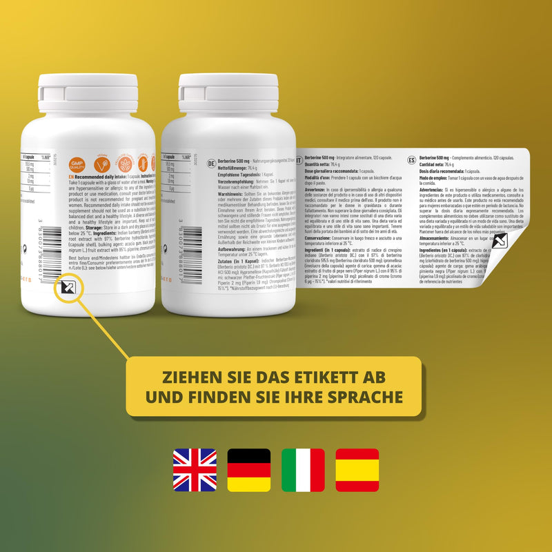 Berberine - Berberine Capsules High Dose - Chromium - Black Pepper - 120 Vegan Capsules - For 4 Months - Sensilab - NewNest Australia