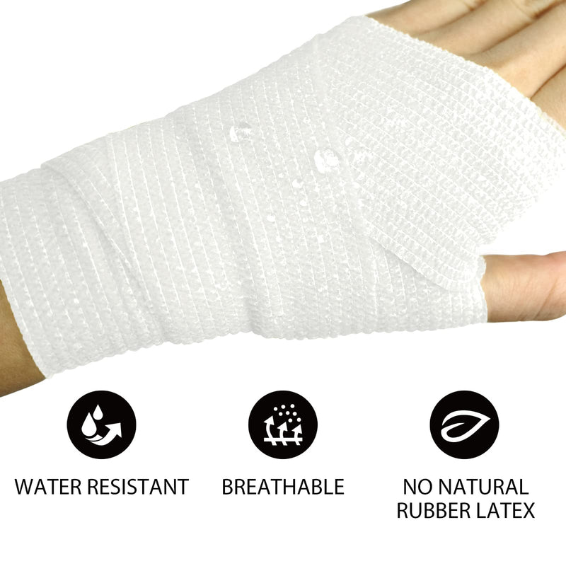FriCARE Nonwoven Self-Adhesive Bandage, Self-Adherent Cohesive First Aid Medical Wrap, Elastic Athletic/Vet Tape for Wrist 2 Inches Wide 2 Inch x 5 Yards White - NewNest Australia