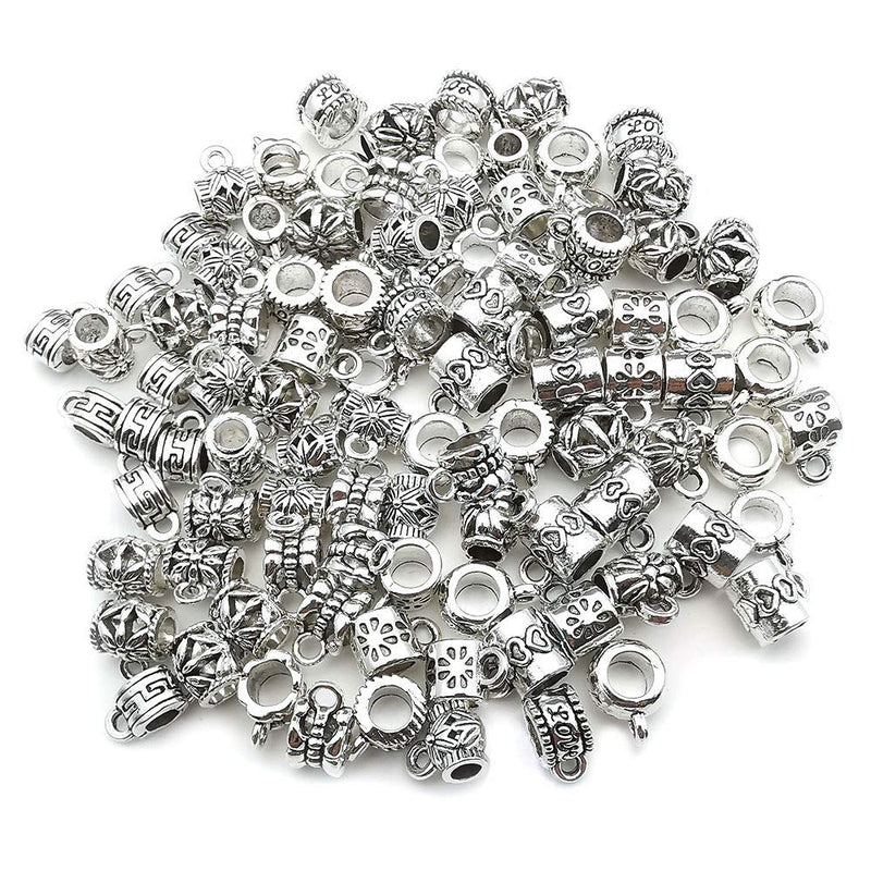 100 pcs Clasp Bail Beads Charms ,Bail Tube Beads, Loose Spacer Bead ,Bead Hanger Charm for Jewelry Making DIY Necklace Bracelet (M611) M611 - NewNest Australia