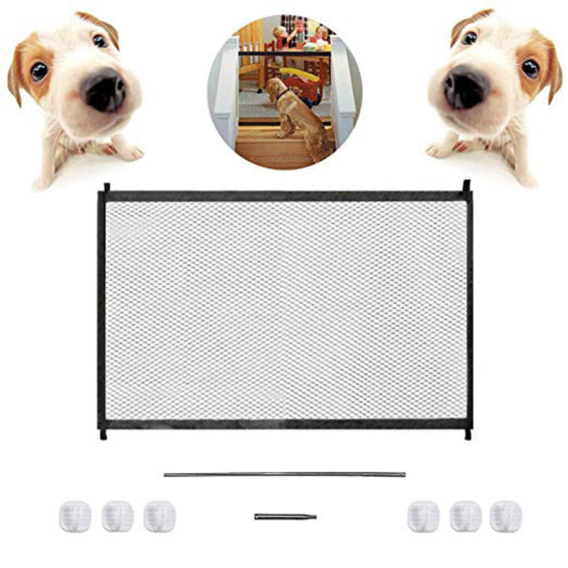 70.9"x28.3" Pet Gate,Baby Gate,Magic Gate Portable Folding mesh gate Safe Guard Isolated ，Indoor and Outdoor Safety Gate Install Anywhere (Black) - NewNest Australia