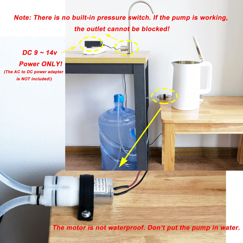 CrocSee DC 12V Mini Food Grade Self Priming Diaphragm Fresh Water Transfer Pump 1.3LPM, Replacement Pump for Ice Maker, Coffee Machine, Water Dispenser - NewNest Australia
