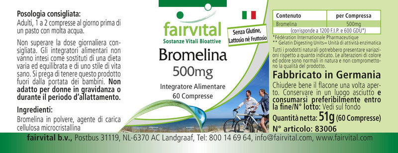 Fairvital | Bromelain 500mg - HIGH DOSE - VEGAN - 1200 FIP - Pineapple enzyme - 60 tablets - NewNest Australia