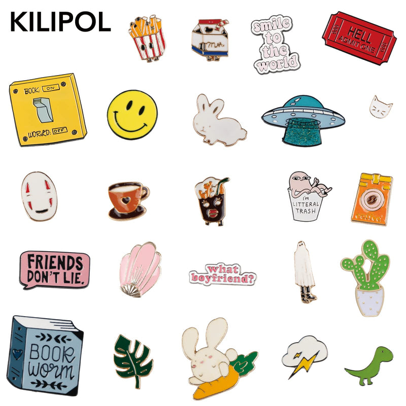 20 PCS Mixed Enamel Brooch Pins Bulk Set | Decoration Lapel Pin Clothes Accessories Gifts ( Random Style ) - NewNest Australia