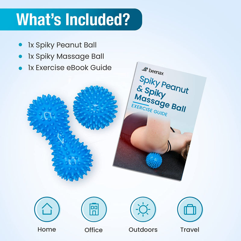 Beenax Hard Spiky Massage Ball Roller Set - Perfect for Plantar Fasciitis, Trigger Point, Deep Tissue, Myofascial Release - Designed to Relieve Stress and Relax Tight Muscles Blue - NewNest Australia