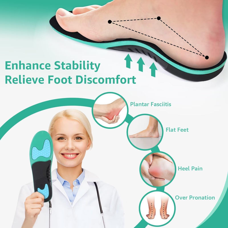 3ANGNI Orthopedic insoles heel spur insoles, arched splayfoot for plantar fasciitis, flat feet, men and women, can also be used for insoles, work shoes, shoe insoles, shoes EU (38-41) - 26 cm, black - NewNest Australia