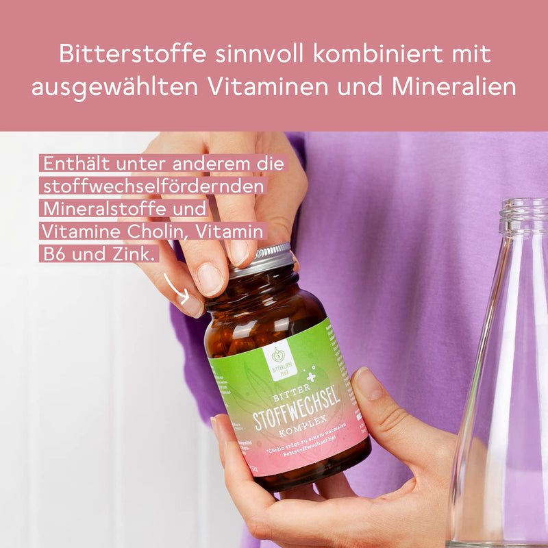 BitterLiebe® Plus Bitter Metabolism Complex Metabolism Tablets with Bitter Substances Pack of 90 with Choline and Zinc for Fat Metabolism - NewNest Australia