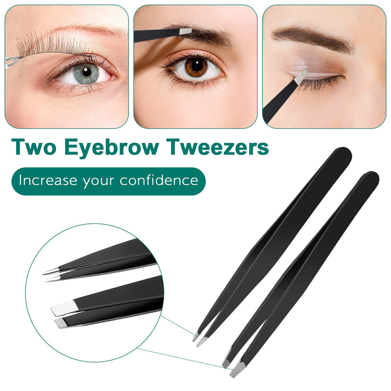 4Pcs Magnifying Mirror and Tweezers Kit, 20X 10X Magnifier Compact Mirrors, Portable Small Travel Mirror with Suction Cups and Eyebrow Tweezing for Girls Women Makeup Blackhead Blemish Removal-Black - NewNest Australia