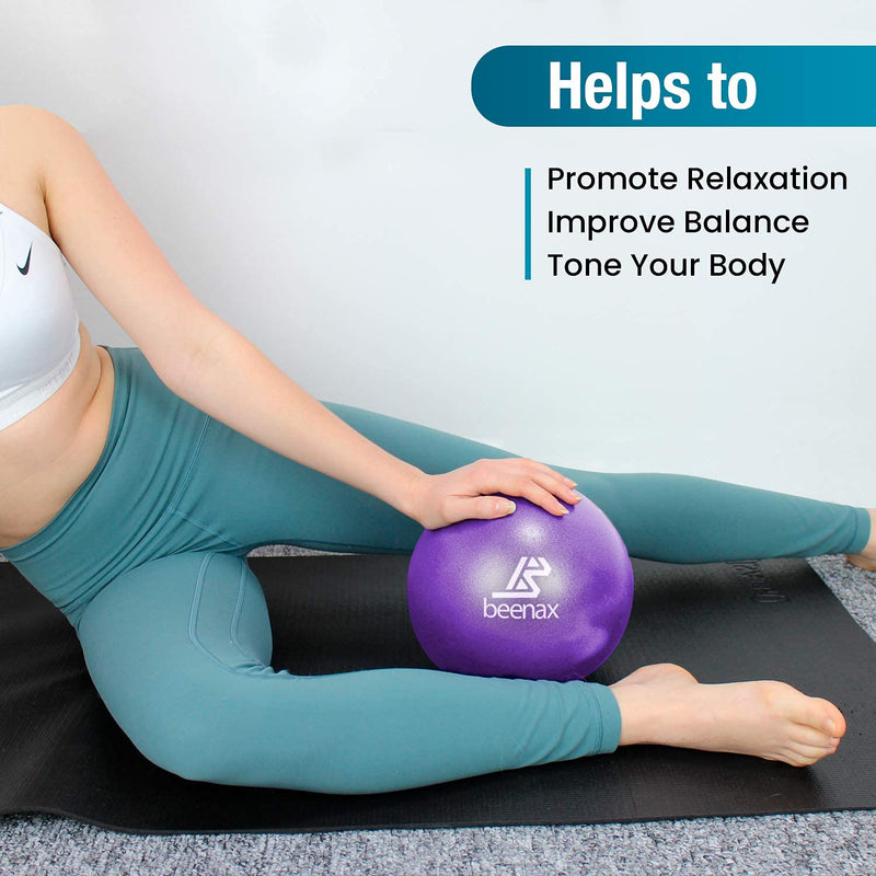 beenax 23cm Soft Pilates Ball - 9 Inch Exercise Ball, Mini Barre Ball, Gym Ball - Perfect for Yoga, Pilates, Core Training, Physical Therapy and Balance (Home & Gym & Office) Purple - NewNest Australia