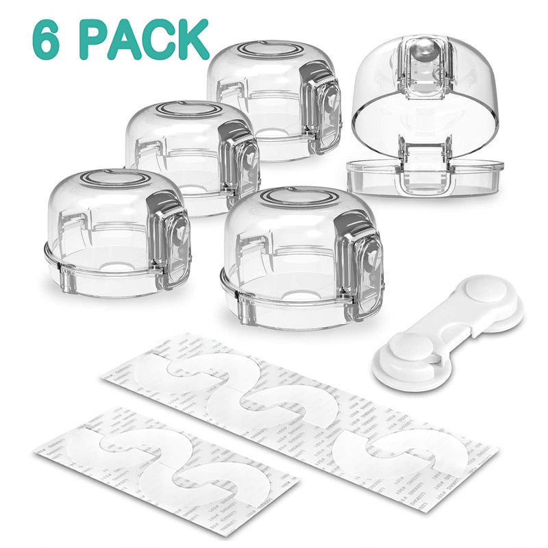 Stove Knob Covers for Child Safety (5 + 1 Pack) Double-Key Design and Upgraded Universal Size Gas Knob Covers Clear View Childproof Oven Knob Covers for Kids, Babies (Clear) - NewNest Australia