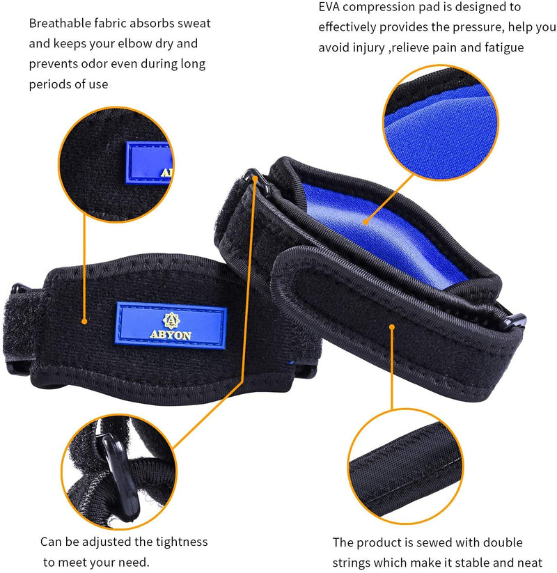 ABYON Elbow Brace, Elbow Compression Sleeve (1 Piece) + Tennis Elbow Support Straps (2 Pieces) for Men and Women Tennis Elbow, Golfers Elbow, Arthritis, Tendonitis, Elbow Pain Relief (Black, M) Black - NewNest Australia