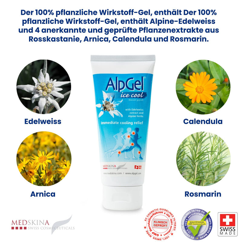 Medskina Alpgel Ice-Cool Skin Gel 100 Ml, Sports For Instant Cooling For Muscle And Joint Pains, Relief Of Inflammation, Against Tired Legs And Muscle Soreness - NewNest Australia