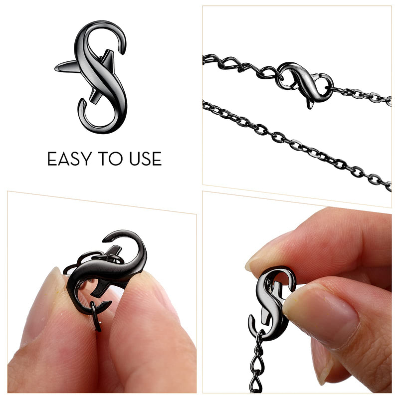 3 Pieces Lobster Clasp Double Opening Lobster Clasp Lock Necklace Connector Bracelet Extender Clasps for DIY Jewelry Repair Kit Bracelet Necklace Jewelry Closing (Black,0.51 x 0.24 Inch) Black 0.51 x 0.24 Inch - NewNest Australia