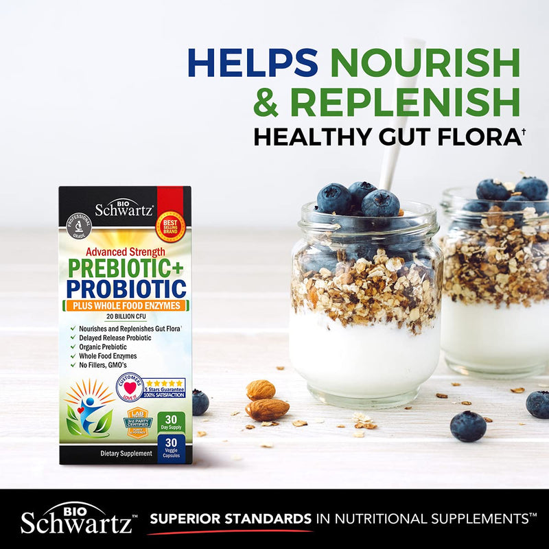 Prebiotics and Probiotic with Whole Food Enzymes for Adults Women & Men - Probiotics Lactobacillus Acidophilus - Digestive Health Capsules Shelf Stable Supplement - Non-GMO Gluten & Dairy Free - 30ct 30 Count (Pack of 1) - NewNest Australia