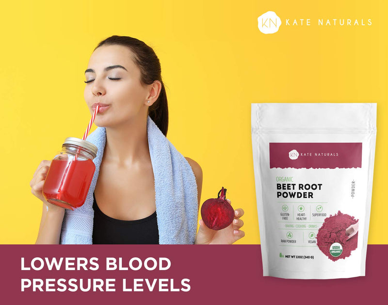 Beet Root Powder for Baking & Blood Pressure - Kate Naturals. USDA Organic Beetroot Powder & Nitric Oxide Supplement for Increase Energy & Stamina Pre Workout. Gluten Free Organic Beet Powder - NewNest Australia