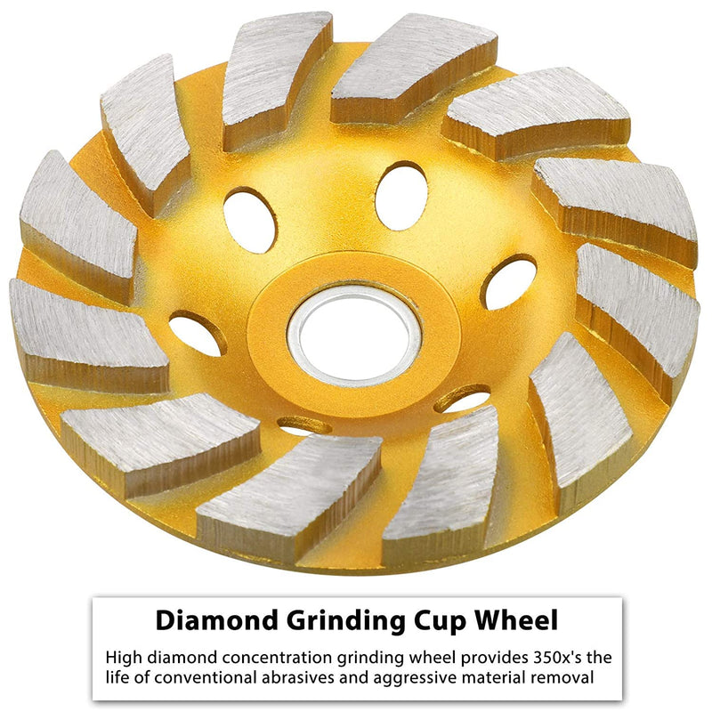 SUNJOYCO 4" Concrete Grinding Wheel, 4 inch 12-Segment Heavy Duty Turbo Row Diamond Cup Grinding Wheel Angle Grinder Disc for Granite Stone Marble Masonry Concrete Gold - NewNest Australia