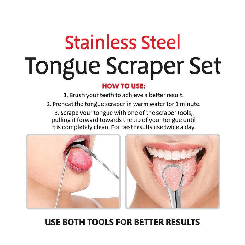 MantraRaj 2Pcs Tongue Scraper Cleaner Oral Tongue Cleaner Scraper Stainless Steel Cleaning Scrapers for Tongue Helps Oral Hygiene Free of Diseases, Reusable Cleaning Scraper Reduces Bad Breath - NewNest Australia