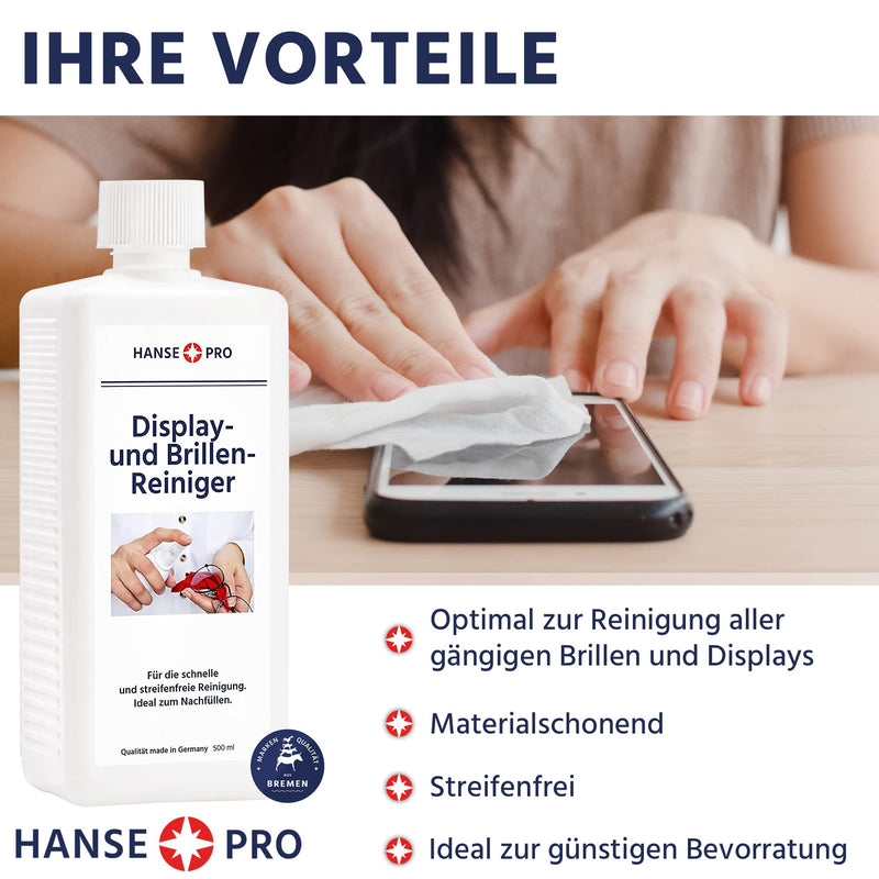 HANSE PRO glasses cleaner, 1 x 500 ml I glasses care I cleaning spray I quick and streak-free cleaning of glasses and display surfaces I ideal for refilling 500.00 ml (pack of 1) - NewNest Australia