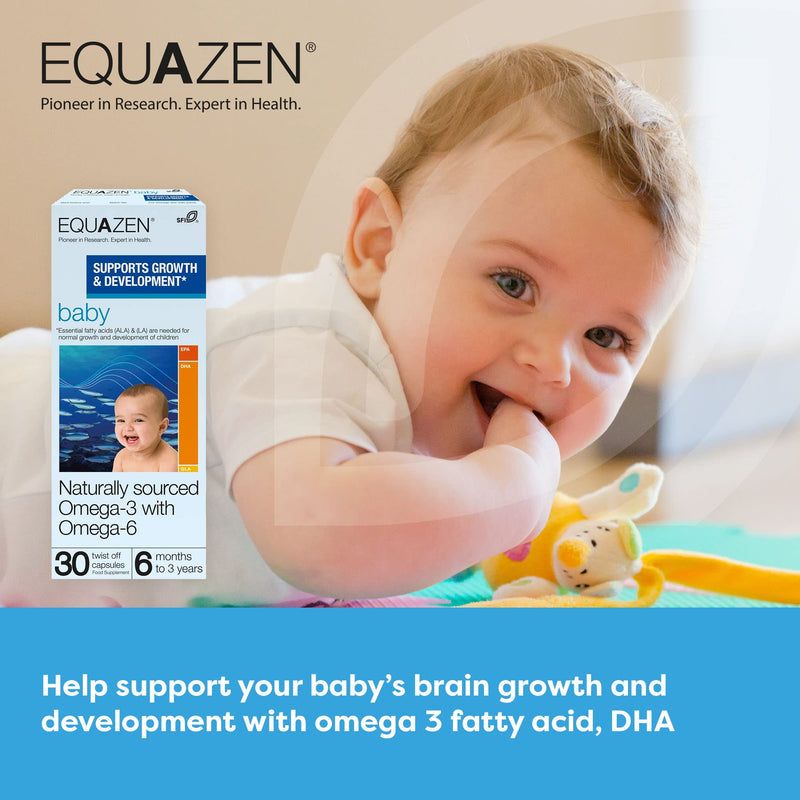 EQUAZEN Baby Capsules | Omega 3 & 6 Supplement | Supports Brain Function* | Formulated with baby in mind | Add to food/drink | Blend of DHA, EPA & GLA | Suitable from 6 months to 3 years | 30 capsules - NewNest Australia