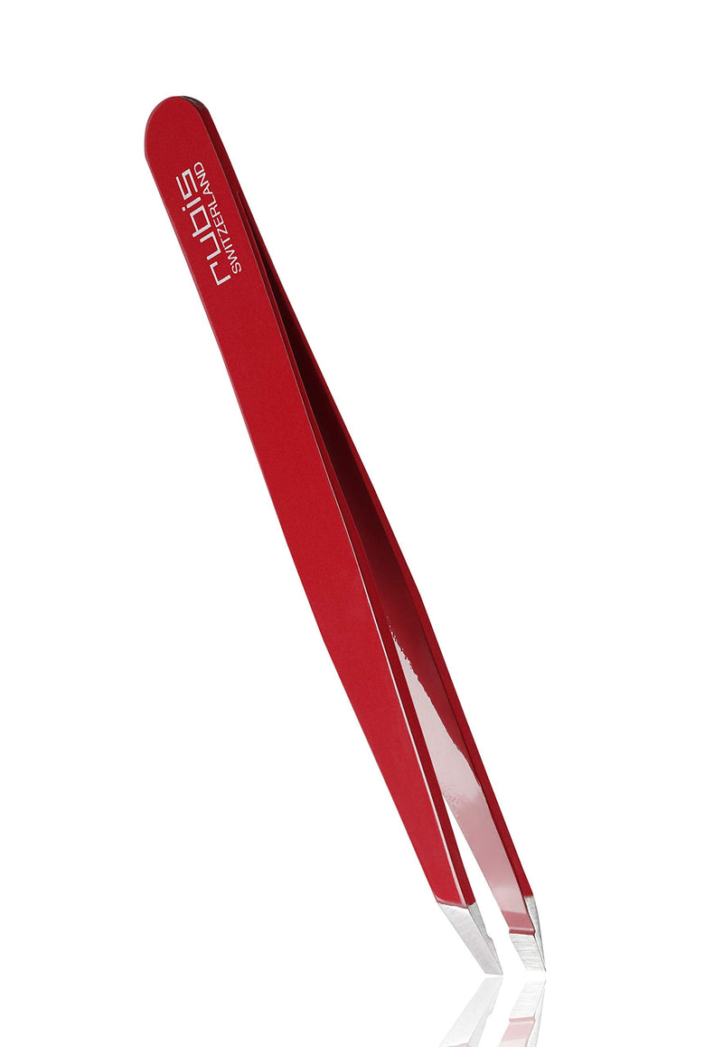 Rubis Hair Tweezers with Classic Slanted Tweezer Tip | Stainless Steel Tweezers for Plucking Eyebrows, Hairs, Moustache Hairs, and More | Perfectly Sculpted Eyebrows Every Time (red) - NewNest Australia