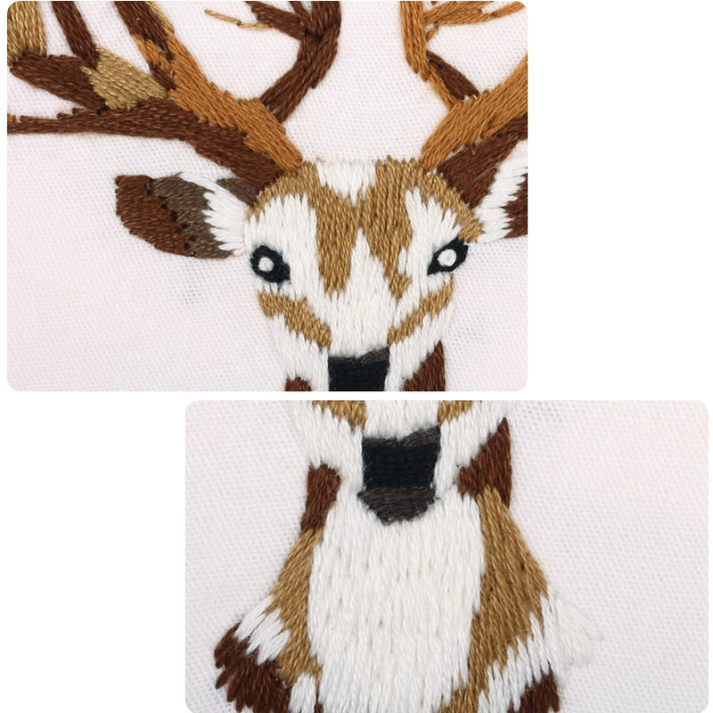 Embroidery Starters Kit with Pattern for Beginners, 4 Pack Cross Stitch Kits, 2 Wooden Embroidery Hoops,Scissors,Needles and Color Threads,Needlepoint Kit for Adults Animal - NewNest Australia